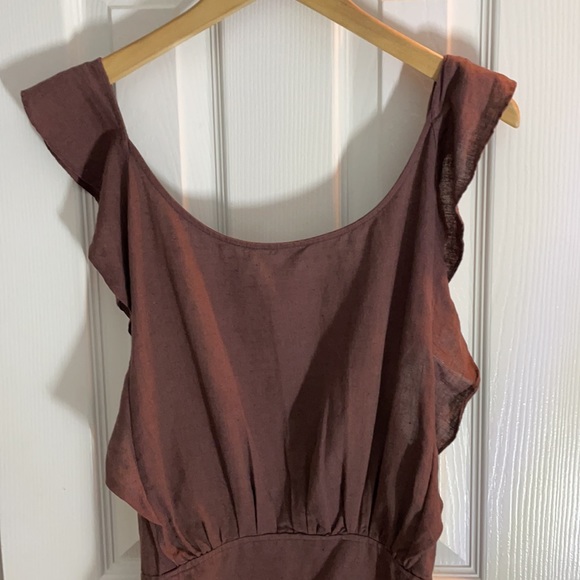 Free People Collette Linen Blend brown mini dressL - Picture 4 of 10